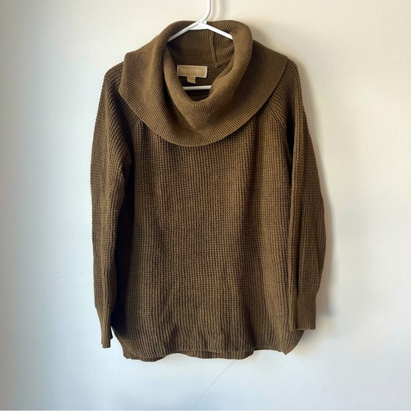 Michael Kors chunky knit oversized cowl neck sweater winter cozy neutral - Picture 1 of 13